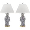SAFAVIEH Lighting Collection – Beijing Floral Set of 2 Blue & White Ceramic Table Lamps with Antique Gold Accents, 29-Inch Chinoiserie Lamps, LED Bulbs Included (LIT4172A-SET2)