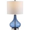 SAFAVIEH Lighting Collection – Brooks Modern Clear Glass 24-Inch Table Lamp, LED Bulb Included, Bedroom Living Room Home Office Nightstand Desk (TBL4254C)(Blue)