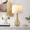 SAFAVIEH Lighting Collection – Finnley Modern Amber Crackle Glass 28-Inch Table Lamp, LED Bulb Included, Bedroom Living Room Home Office Nightstand Desk (TBL4206B)(Amber)