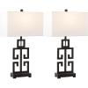 SAFAVIEH Lighting Collection – Greek Key Table Lamp Set of 2 – Antique Gold Metal Base with White Fabric Shade, LED Bulbs Included, 29-Inch Bedroom Living Room Desk Lamps (LIT4305A-SET2)(Oil Rub Bronze – Set of 2)