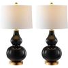 SAFAVIEH Lighting Collection – Karlen Set of 2 Black & Gold Leaf Double Gourd Glass Table Lamps, Modern Contemporary Design, LED Bulbs Included (TBL4223B-SET2)(Black/Gold – Set of 2)