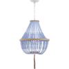 SAFAVIEH Lighting Collection – Lush Kristi Cream Beaded Boho Farmhouse 3-Light Pendant Chandelier with Tassel, Adjustable Hanging Ceiling Light (LIT4477B)(Blue)
