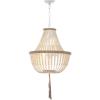 SAFAVIEH Lighting Collection – Lush Kristi Cream Beaded Boho Farmhouse 3-Light Pendant Chandelier with Tassel, Adjustable Hanging Ceiling Light (LIT4477B)(Cream)