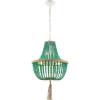 SAFAVIEH Lighting Collection – Lush Kristi Cream Beaded Boho Farmhouse 3-Light Pendant Chandelier with Tassel, Adjustable Hanging Ceiling Light (LIT4477B)(Green)
