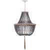 SAFAVIEH Lighting Collection – Lush Kristi Cream Beaded Boho Farmhouse 3-Light Pendant Chandelier with Tassel, Adjustable Hanging Ceiling Light (LIT4477B)(Gray)