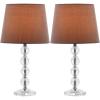 SAFAVIEH Lighting Collection – Nola Set of 2 Modern Glam Stacked Crystal Ball 16-Inch Table Lamps, LED Bulbs Included, Bedroom Living Room Home Office (LIT4123C-SET2)(Clear/Grey – Set of 2)