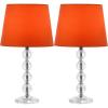 SAFAVIEH Lighting Collection – Nola Set of 2 Modern Glam Stacked Crystal Ball 16-Inch Table Lamps, LED Bulbs Included, Bedroom Living Room Home Office (LIT4123C-SET2)(Clear/Orange – Set of 2)
