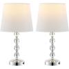 SAFAVIEH Lighting Collection – Nola Set of 2 Modern Glam Stacked Crystal Ball 16-Inch Table Lamps, LED Bulbs Included, Bedroom Living Room Home Office (LIT4123C-SET2)(Clear/Chrome – with USB)