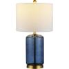 SAFAVIEH Lighting Collection – Novah Modern Blue Glass 26-Inch Table Lamp, LED Bulb Included, Bedroom Living Room Home Office Nightstand Desk (TBL4283B)(Blue)