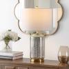 SAFAVIEH Lighting Collection – Novah Modern Blue Glass 26-Inch Table Lamp, LED Bulb Included, Bedroom Living Room Home Office Nightstand Desk (TBL4283B)(Silver)