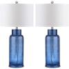 SAFAVIEH Lighting Collection – Set of 2 Glass Bottle Blue 30-Inch Table Lamps, LED Bulbs Included, Coastal Bedroom Living Room Home Office (LIT4157C-SET2)(Blue – Set of 2)