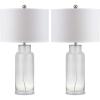 SAFAVIEH Lighting Collection – Set of 2 Glass Bottle Blue 30-Inch Table Lamps, LED Bulbs Included, Coastal Bedroom Living Room Home Office (LIT4157C-SET2)(Clear – Set of 2)