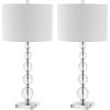 SAFAVIEH Lighting Collection – Set of 2 Liam Stacked Crystal Ball 29-Inch Table Lamps, LED Bulbs Included, Bedroom Living Room Home Office (LIT4112A-SET2)(Clear/Chrome)