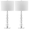 SAFAVIEH Lighting Collection – Set of 2 Liam Stacked Crystal Ball 29-Inch Table Lamps, LED Bulbs Included, Bedroom Living Room Home Office (LIT4112A-SET2)(Clear/White)