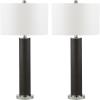 SAFAVIEH Lighting Collection – Set of 2 Ollie Modern Contemporary Cream Faux Woven Leather 32-Inch Table Lamps, LED Bulbs Included, Bedroom Living Room Home Office (LIT4404L-SET2)(Grey Faux Snakeskin – Set of 2)