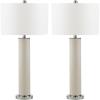 SAFAVIEH Lighting Collection – Set of 2 Ollie Modern Contemporary Cream Faux Woven Leather 32-Inch Table Lamps, LED Bulbs Included, Bedroom Living Room Home Office (LIT4404L-SET2)(Cream Woven – Set of 2)