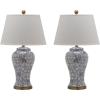 SAFAVIEH Lighting Collection – Spring Blossom Set of 2 Blue & White Floral Chinoiserie Table Lamps, 29-Inch Ceramic Lamps for Bedroom, Living Room, Home Office (LIT4170B-SET2)(Multi – Set of 2)