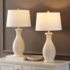 SAFAVIEH Lighting Collection Bentlee Rustic Grey 30-inch Bedroom Living Room Home Office Desk Nightstand Table Lamp Set of 2 (LED Bulbs Included)(Bone)