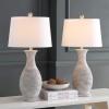 SAFAVIEH Lighting Collection Bentlee Rustic Grey 30-inch Bedroom Living Room Home Office Desk Nightstand Table Lamp Set of 2 (LED Bulbs Included)(Gray)