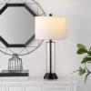 SAFAVIEH Lighting Collection Cassian Modern Contemporary Farmhouse Clear Glass 26-inch Bedroom Living Room Home Office Desk Nightstand Table Lamp (LED Bulb Included)(Clear/Bronze)