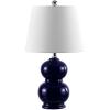 SAFAVIEH Lighting Collection Everlee Modern Contemporary Ivory Ceramic Double Gourd 22-inch Bedroom Living Room Home Office Desk Nightstand Table Lamp (LED Bulb Included)(Navy)