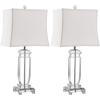 SAFAVIEH Lighting Collection Olympia Crystal 24-inch Bedroom Living Room Home Office Desk Nightstand Table Lamp Set of 2 (LED Bulbs Included)
