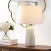 SAFAVIEH Lighting Collection Sawyer Modern Navy Blue Ceramic 24-inch Bedroom Living Room Home Office Desk Nightstand Table Lamp (LED Bulb Included)(Ivory)