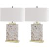 SAFAVIEH Lighting Collection Tory Nautical Coastal Beach House Ivory Shell 25-inch Bedroom Living Room Home Office Desk Nightstand Table Lamp Set of 2 (LED Bulbs Included)