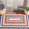 SAFAVIEH Washable Rug Outdoor Braided Collection – 5′ x 8′ Oval, Multi, Handmade & Reversible, Non-Shedding & Easy to Clean, Ideal for Patio, Backyard, Mudroom (BRD308A)(Red/Orange)