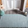 SAFAVIEH Washable Rug Outdoor Courtyard Collection – 10′ Square, Black & Beige, Non-Shedding & Easy Cleaning, Ideal for Patio, Backyard, Mudroom (CY8022-36621)(Aqua/Grey)