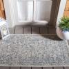 SAFAVIEH Washable Rug Outdoor Courtyard Collection – 9′ x 12′, Aqua Blue & Grey, Non-Shedding & Easy Cleaning, Ideal for Patio, Backyard, Mudroom (CY8680-37121)(Grey/Navy)
