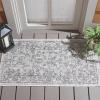 SAFAVIEH Washable Rug Outdoor Courtyard Collection – 9′ x 12′, Aqua Blue & Grey, Non-Shedding & Easy Cleaning, Ideal for Patio, Backyard, Mudroom (CY8680-37121)(Grey/Black)