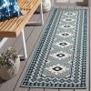 SAFAVIEH Washable Rug Outdoor Veranda Collection – 9′ x 12′, Ivory & Charcoal, Non-Shedding & Easy to Clean, Ideal for Patio, Backyard, Mudroom (VER099-3435)(Ivory/Blue)