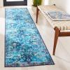 SAFAVIEH Washable Rug Riviera Collection – 6’7″ Square, Orange & Light Blue, Slip Resistant & Easy to Clean, Ideal for Living Room, Bedroom, Office, Kids Playroom, Dining Space (RIV117P)(Navy/Light Blue)