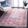 SAFAVIEH Washable Rug Serapi Collection – 8′ x 10′, Red & Navy, Slip Resistant & Easy to Clean, Ideal for Living Room, Bedroom, Dining Space (SEP389Q)(Red/Navy)