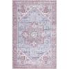 SAFAVIEH Washable Rug Tucson Collection – 6′ x 9′, Dark Sage & Ivory, Slip Resistant & Easy to Clean, Ideal for Living Room, Bedroom, Dining Space (TSN102F)(Grey Blue/Rust)