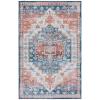 SAFAVIEH Washable Rug Tucson Collection – 8′ x 10′, Blue & Rust, Slip Resistant & Easy to Clean, Ideal for Living Room, Bedroom, Dining Space (TSN116M)(Blue/Rust)