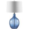 Safavieh Lighting Collection Nadine Blue Glass 26-inch Bedroom Living Room Home Office Desk Nightstand Table Lamp (LED Bulb Included)(Blue)