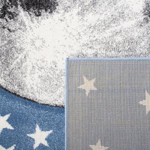 SAFAVIEH Carousel Kids Collection Area Rug – 5’3″ x 7’6″, Light Grey & White, Non-Shedding & Easy Care, Ideal for High Traffic Areas for Boys & Girls in Playroom, Nursery, Bedroom (CRK135F)(Light Blue/Grey)