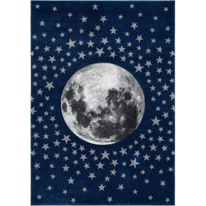 SAFAVIEH Carousel Kids Collection Area Rug – 5’3″ x 7’6″, Light Grey & White, Non-Shedding & Easy Care, Ideal for High Traffic Areas for Boys & Girls in Playroom, Nursery, Bedroom (CRK135F)(Navy/Grey)