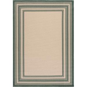 SAFAVIEH Courtyard Collection 8′ x 10′ Natural / Black CY8475 Indoor/ Outdoor Patio Backyard Mudroom Area Rug(Beige/Dark Green)