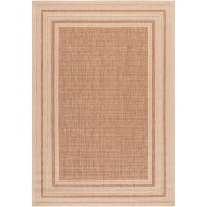 SAFAVIEH Courtyard Collection 8′ x 10′ Natural / Black CY8475 Indoor/ Outdoor Patio Backyard Mudroom Area Rug(Dark Beige/Beige)