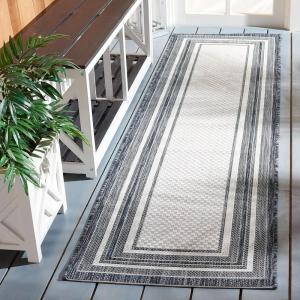 SAFAVIEH Courtyard Collection 8′ x 10′ Natural / Black CY8475 Indoor/ Outdoor Patio Backyard Mudroom Area Rug(Ivory/Black)
