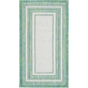 SAFAVIEH Courtyard Collection 8′ x 10′ Natural / Black CY8475 Indoor/ Outdoor Patio Backyard Mudroom Area Rug(Ivory/Green)