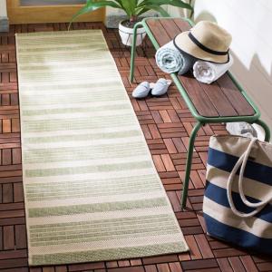 SAFAVIEH Courtyard Collection 8′ x 11′ Beige/Sweet Pea CY6062 Stripe Indoor/ Outdoor Waterproof Easy-Cleaning Patio Backyard Mudroom Area-Rug(Beige/Sweet Pea)