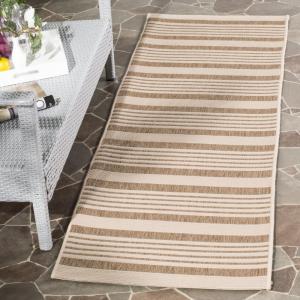 SAFAVIEH Courtyard Collection 8′ x 11′ Beige/Sweet Pea CY6062 Stripe Indoor/ Outdoor Waterproof Easy-Cleaning Patio Backyard Mudroom Area-Rug(Brown/Bone)