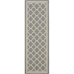 SAFAVIEH Courtyard Collection 8′ x 11′ Navy/Beige CY6918 Trellis Indoor/ Outdoor Splashproof Easy Scrubbing Patio Backyard Mudroom Area Rug(Anthracite/Beige)