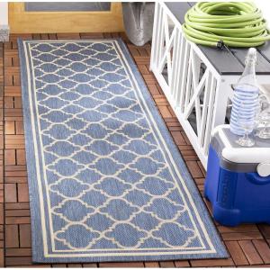 SAFAVIEH Courtyard Collection 8′ x 11′ Navy/Beige CY6918 Trellis Indoor/ Outdoor Splashproof Easy Scrubbing Patio Backyard Mudroom Area Rug(Blue/Beige)