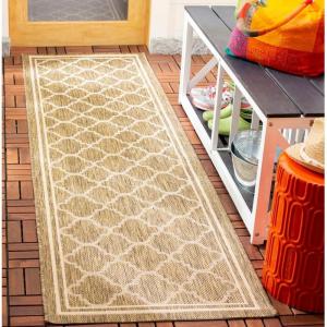 SAFAVIEH Courtyard Collection 8′ x 11′ Navy/Beige CY6918 Trellis Indoor/ Outdoor Splashproof Easy Scrubbing Patio Backyard Mudroom Area Rug(Brown/Bone)