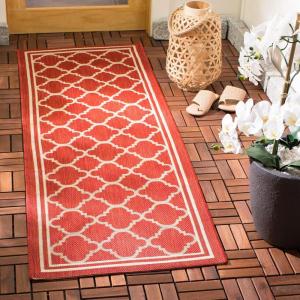 SAFAVIEH Courtyard Collection 8′ x 11′ Navy/Beige CY6918 Trellis Indoor/ Outdoor Splashproof Easy Scrubbing Patio Backyard Mudroom Area Rug(Red/Bone)